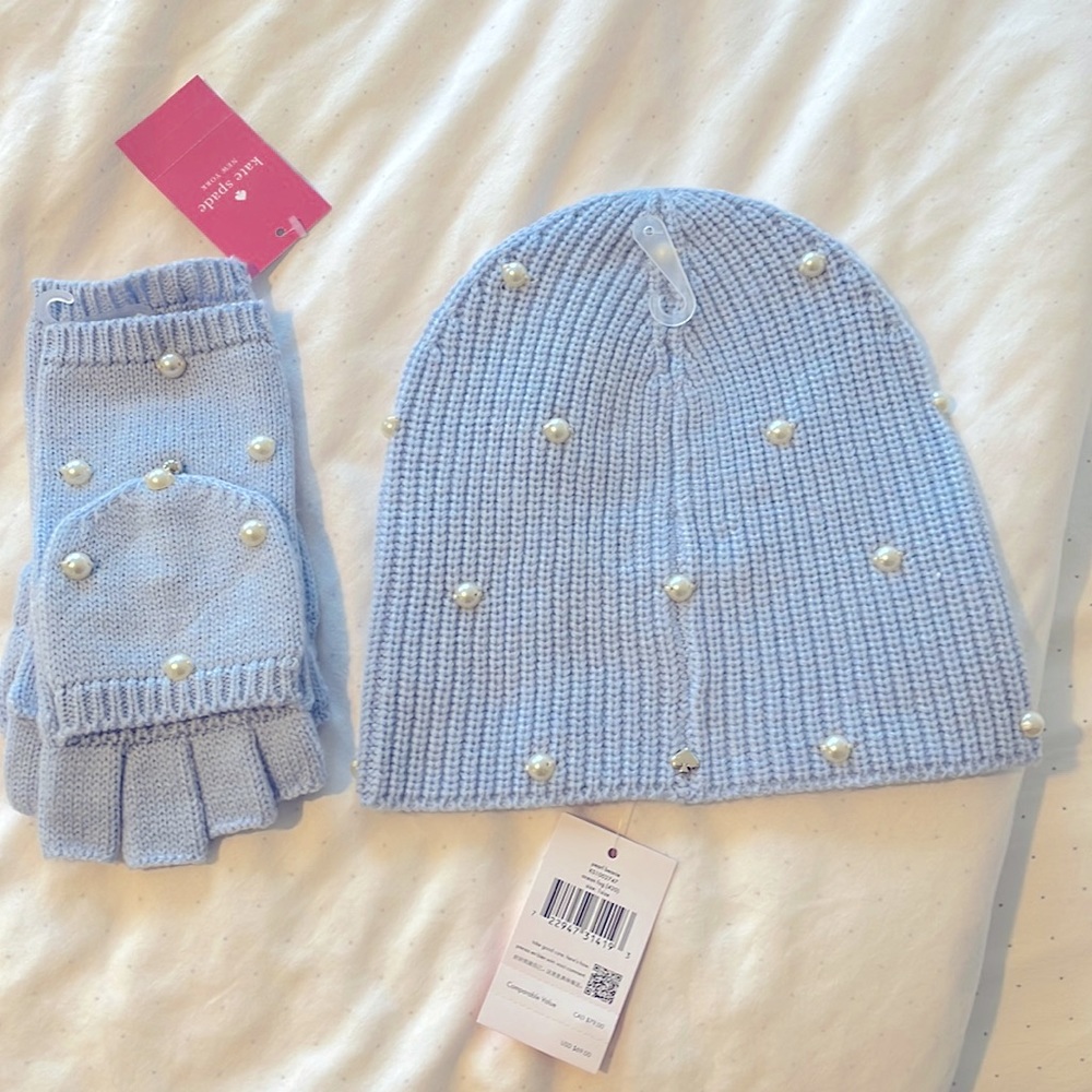 Kate Spade Pearl Hat and Glove Set